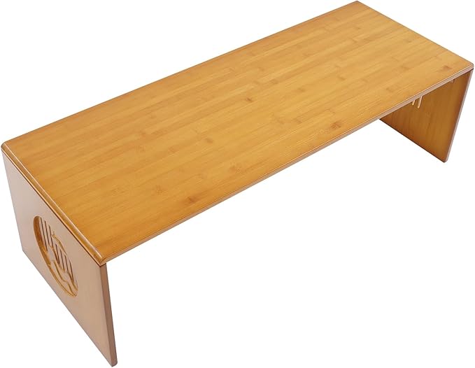 CAIHAOA Japanese Folding Coffee Table, Height Adjustable, Bamboo Floor Table No Assembly, Low Tea Table for Sitting on The Floor, Tatami Tables for Bedroom Living Room Dining Room Home