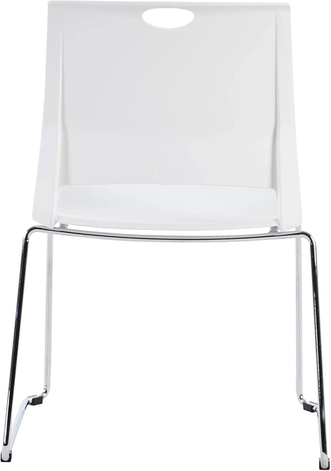 Stackable Chairs Set of 4, Office Waiting Room Chairs with Back, Plastic Stacking Chair for Dining Room, Conference Room, Restaurant and Lobby (White).