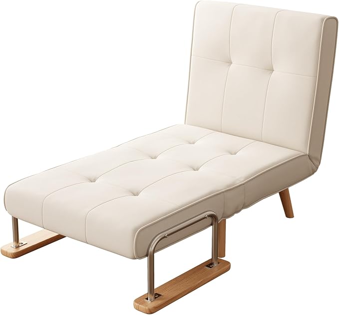 Folding Chair Bed, convertible chair to bed，3-in-1 Convertible Sleeper Chair Bed, Futon Chair with 6-Level Adjustable Backrest for Guest Room, Apartment, Dormitory, Home Office Cream Beige