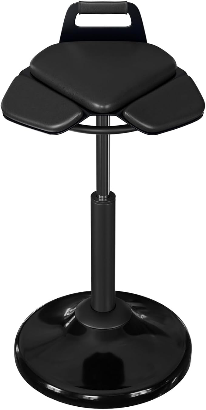 Standing Desk Chair – Ergonomic Comfortable Height Adjustable Active Stool - Swivel Sitting Balance Portable Chair - Encourage Good Posture (Black)