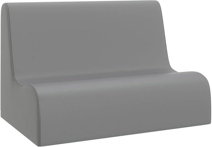 Children's Factory Small Contour Sofa, Mix-and-Match Kids Chairs, Sofas, Corner Ottomans and Cubes, Foam-Filled and Water-Resistant, Flexible Seating for Classroom Elementary, Gray Kids Couch