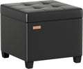 ABHENG 17.7 inches Synthetic Leather turfed Ottomans Cube with Storage, Metal-Framed Square Storage Ottoman Foot Rest Stool Holds 770 LB for Dorm Living Room Bedroom Black UASND63B