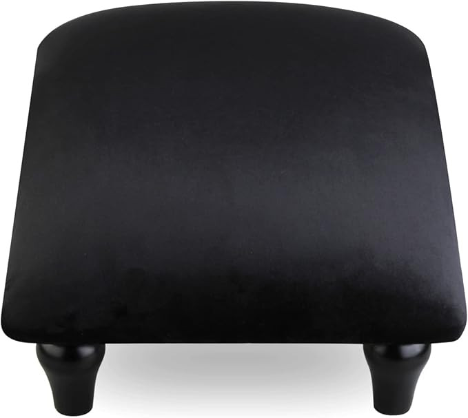 YOYETECO Small Foot Stool Ottoman with Stable Wood Legs Upholstered Footstool Padded Foot Rest Step Stool for High Beds Seat Chair Couch Sofa Patio Bedroom Living Room Office (5.9" H-Black)