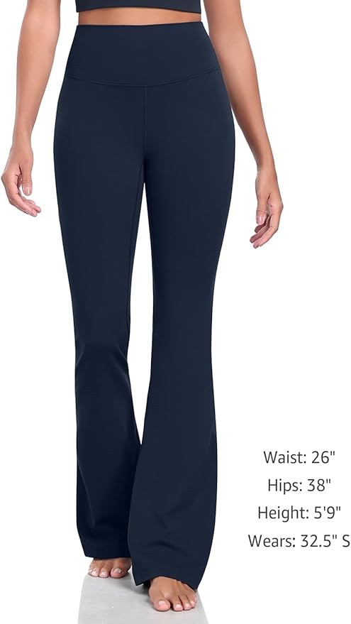 HeyNuts Harmony Flare Leggings 29"/30.5"/32.5"/34.5", High Waisted Tummy Control Wide Leg Bootcut Yoga Pants Lounge Soft