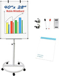 BEST BOARD Mobile Easel Whiteboard 40x28 Inches – Adjustable Height Rolling Whiteboard on Wheels, Magnetic Portable Dry Erase Board Stand Easel White Board Flipchart Easel Board with Paper Pad