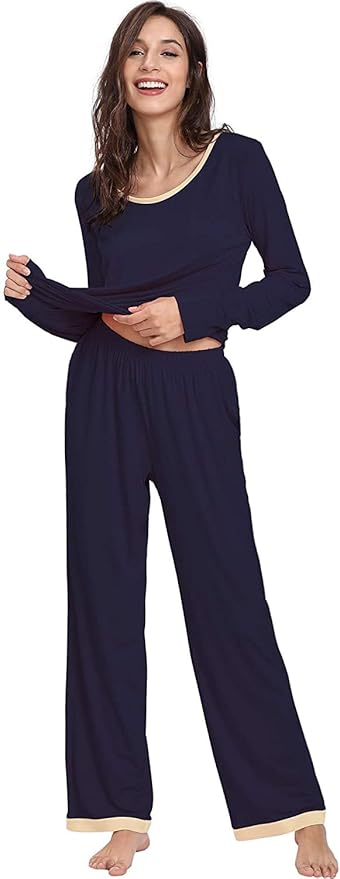 GYS Viscose from Bamboo Women's Pajama Sets Super Soft Long Sleeve Sleepwear Comfy Winter Pjs Sets S-4X