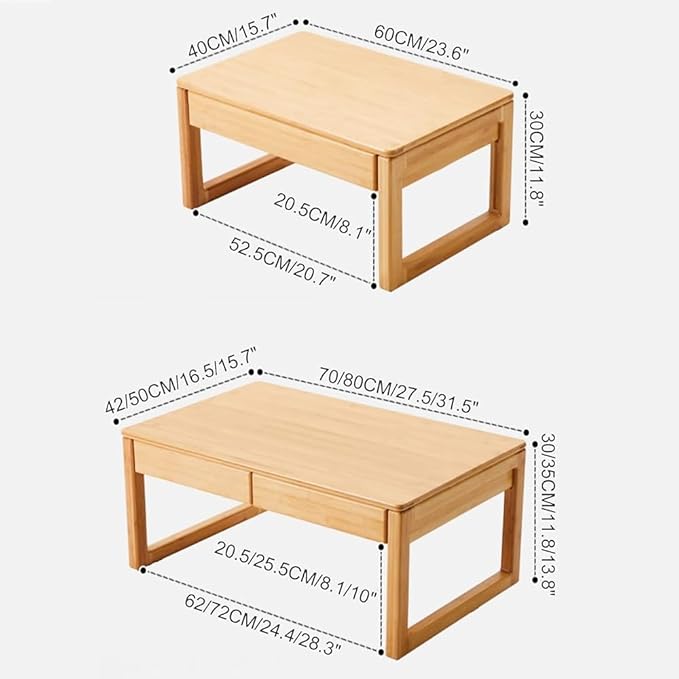 Japanese Meditation & Tea Table Antique Altar Table, Multifunctional Low Floor Tatami Table for Tea, Laptop, and Meditation (Beige, 70x42x30cm)