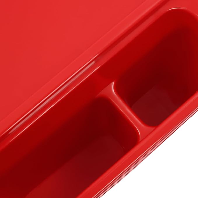6 Pcs Kids Lap Desk Tray, Plastic Breakfast Lap Desk Trays with Storage Slots, Portable Stackable Lap Tray Tables for Writing Drawing Classroom, 19.69" L x 9.84" W x 7.1" H (Red+Blue+Yellow)