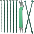 Bakulyor 100 Pack Metal Landscape Stakes, 8 Inch Artificial Grass Nails, 6 Gauge Large Landscaping Staples, Green Edging Anchor Stake for Garden Ground Lawn Paver Timber Border Weed Barrier Spikes 8"
