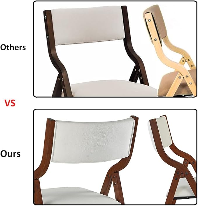 Ball & Cast Kitchen Folding Chairs with Padded Seats Foldable chairs Set of 2, 18" Seat Height, Cream White
