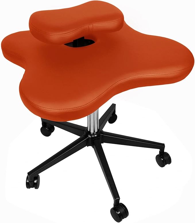 Ergonomic Cross-Legged kneeing Chair, 360° Swivel Meditation Seat for Office Home, Height Adjustable Posture Corrective Seat with Wheels, Criss Cross Yoga Chair for Reducing Back Pain (Orange)
