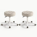 HDHNBA Small Chair Round Rolling Stool with Wheels PU Leather Height Adjustable Swivel Drafting Work SPA Salon Stools Home Office Chair,2 Pack