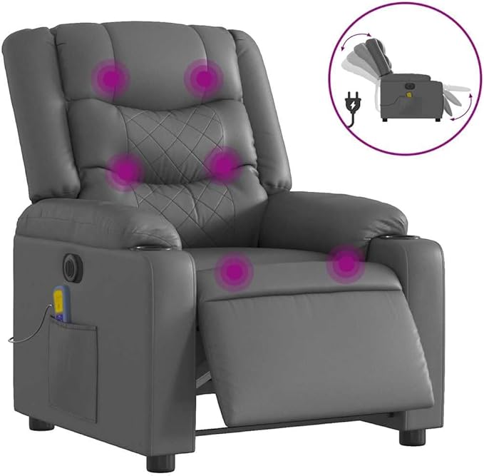 Electric Massage Recliner Chair with 6-Point Vibration Massage, Faux Leather, Adjustable Footrest and Backrest, Comfortable and Durable Seating for Living Room Relaxation, Supports up to 242.5 lbs