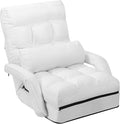 COSTWAY Adjustable Floor Chair, Folding Lazy Sofa Chair with 5 Positions, Detachable Seat Cushion, Indoor Chaise Lounge Sofa Bed for Living Room, Bedroom, Office (White)