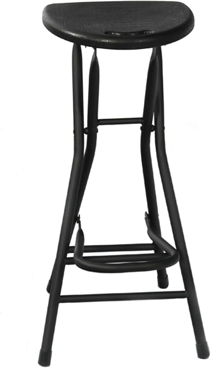 Black Folding Bar Stool,28 inch Folding Stool for Adults Foldable Stools with Handle,Collapsible Heart-Shaped Folding Counter Height Stools Chair for Camping Kitchen,Loads 250 Lbs,1 Pack