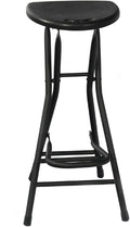 Black Folding Bar Stool,28 inch Folding Stool for Adults Foldable Stools with Handle,Collapsible Heart-Shaped Folding Counter Height Stools Chair for Camping Kitchen,Loads 250 Lbs,1 Pack