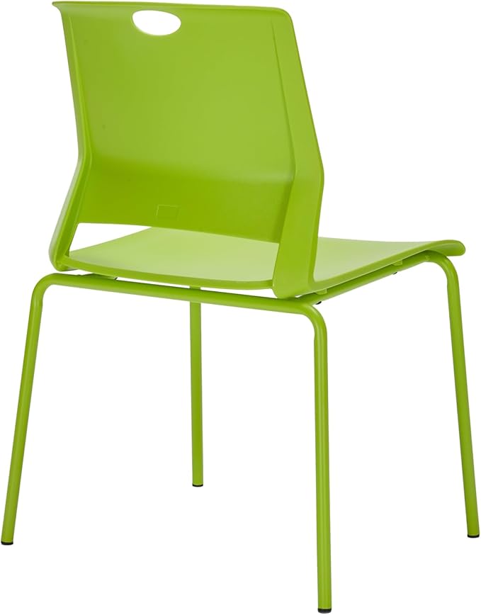 Sidanli Stackable Office Chairs, Green Guest Chairs with Comfortable Streamline Seat, Stacking Chairs No Wheels for Conference Room, Set of 4.