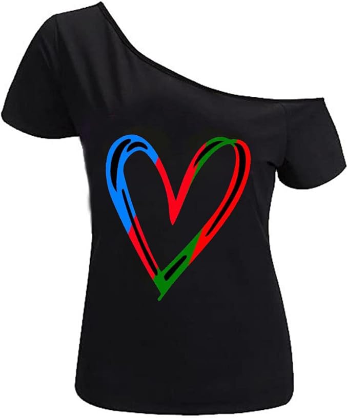 MAGICMK Women’s Short Lips Print Causal Off The Shoulder Plus Size T-Shirt Tops