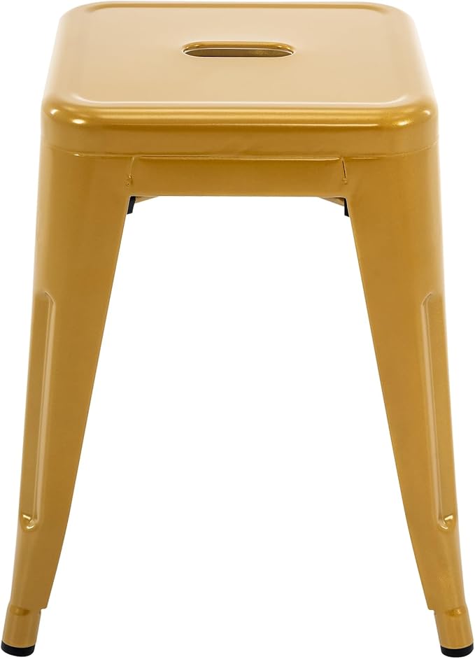 Brage Living 18 Inch Industrial Metal Stools Set of 2, Stackable Classroom Stools, Backless Metal Dining Chairs for Indoor Outdoor, Kitchen Short (Mustard Yellow)