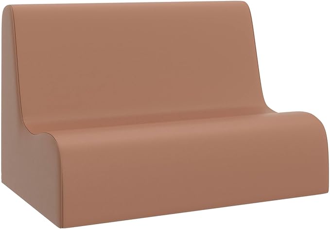 Children's Factory Small Contour Sofa, Mix-and-Match Kids Chairs, Sofas, Corner Ottomans and Cubes, Foam-Filled and Water-Resistant, Flexible Seating for Classroom Elementary, Clay Kids Couch