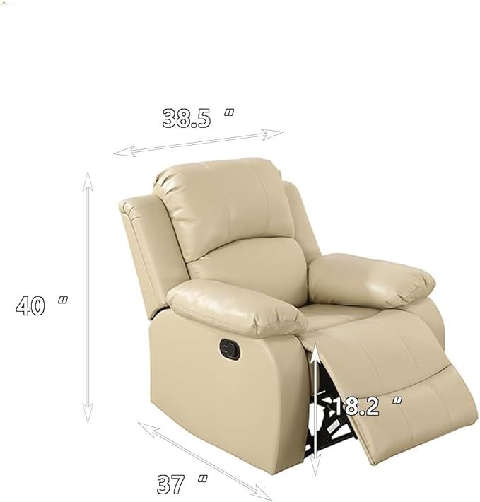 AYCP Bonded Leather Living Room Furniture Set Reclining Sofa Set Loveseat Furniture Sets in Living Room Sofa Recliners (Chair, Beige)