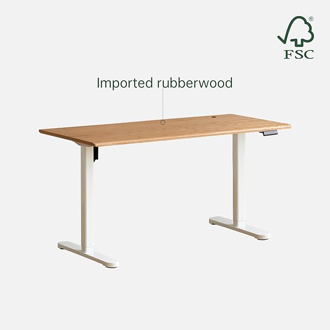 YESWOOD Electric Height Adjustable Standing Desk Solid Wood Home Office Computer Desk Memory Preset Versatile Adjustable Workstation for Study & Work 55.11" W