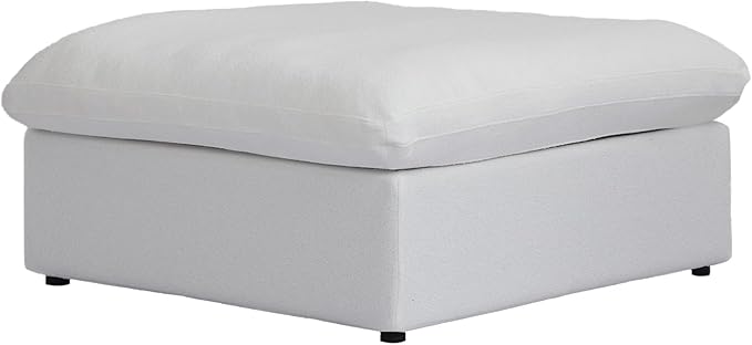 Storage Ottoman for Sofa, Foot Rest for Couch, Comfortable Footstool for Living Room, Cover Removable (White, Linen Fabric)