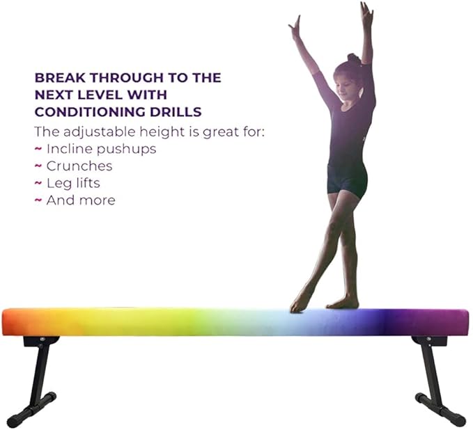 YANGG 6FT/8FT Gymnastic Balance Beam,Adjustable High and Low Level Floor Beam - Highly Stable - Gym Practice Training Equipment for Kids Children Girls Home