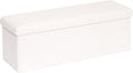 B FSOBEIIALEO Small Storage Ottoman Cube Sherpa Ottomans Foot Rest, Foldable Boucle Ottoman Bench, Faux Teddy Fur, Cream White 43.3"x15"x15"