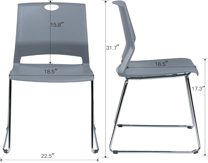 4 Pack Stack Chairs, Lightweight Premium Plastic Chairs, Sled Base Stacking Chair for Office, Home, Library, Business Centers.…