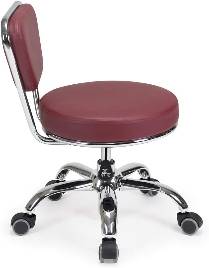 MAYAKOBA Dayton Rolling Stool with Backrest – Red Pneumatic Seat, Adjustable Height 13"-15", Ergonomic Design for Home Office, Garage, Gardening, Lab, School, Mechanic Tasks