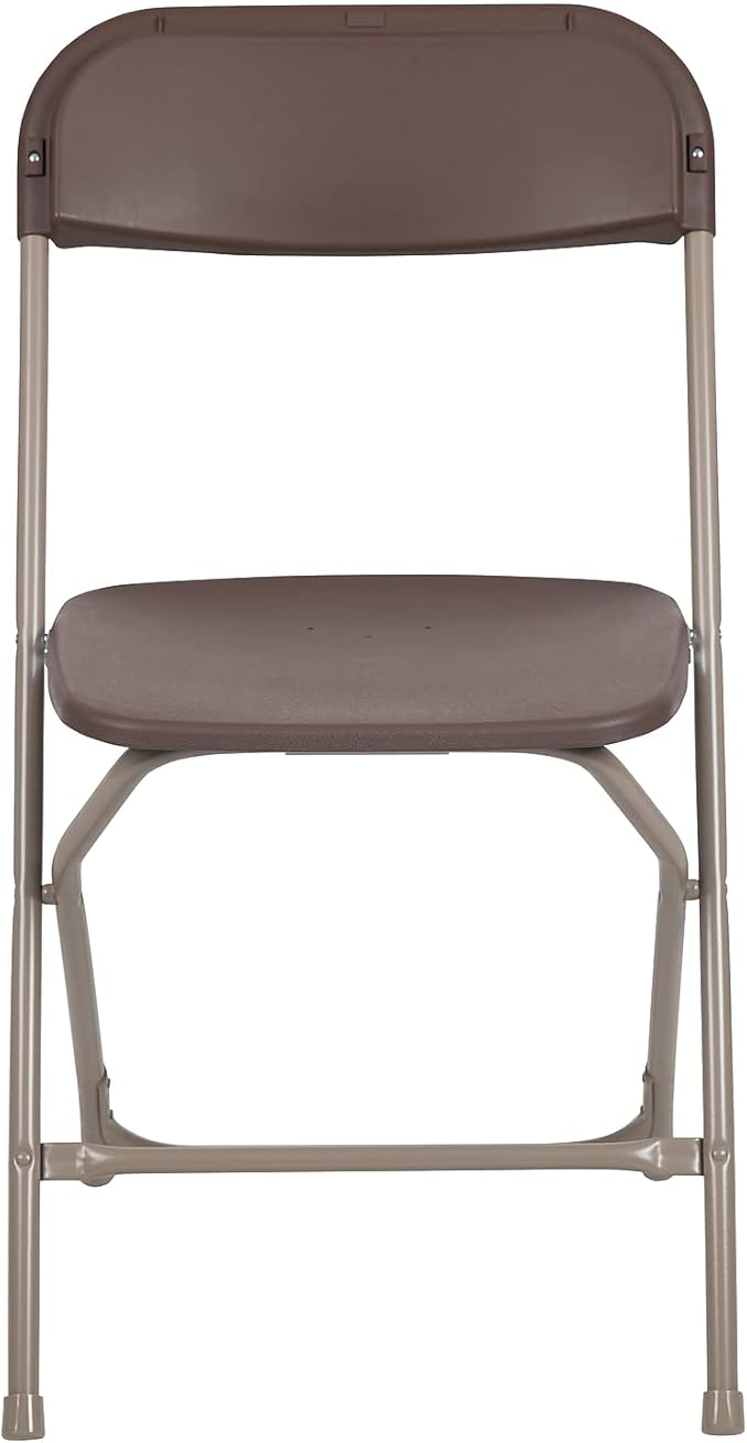Flash Furniture Hercules Series Plastic Folding Chair - - Brown - 650LB Weight Capacity Comfortable Event Chair - Lightweight Folding Chair -