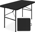 SIMPLI-Magic 4ft Portable Plastic Folding Table – 17% Thicker Than Others – Indoor & Outdoor Heavy-Duty Foldable Utility Table w/Handle for Party & Camping (Black)
