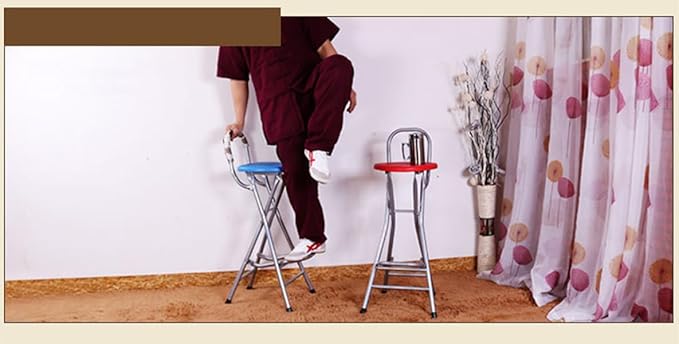 Folding Bar Stools with Back,28IN Tall Folding Stools Chairs Counter Height Foldable Dining Chairs,for Kitchen Counter Room Home Camping Indoor Outdoor(Red Seat Board)