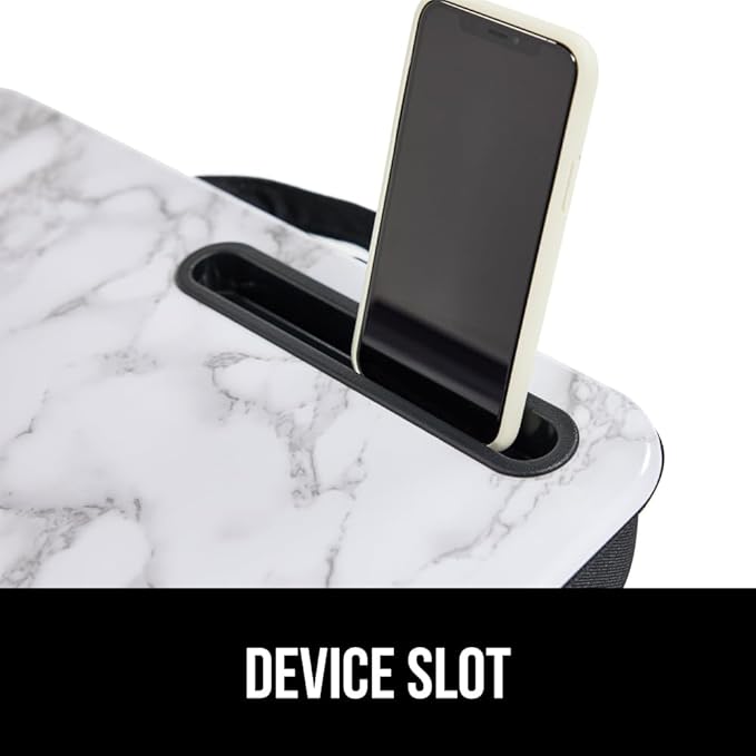 GORILLA GRIP Laptop Lap Desk with Phone Holder, Pillow Cushion Desks Fit Laptops up to 15.6", Gifts for Home, Portable Travel Workstation, Tray Ledge Keep Computers in Place, Marble Pattern