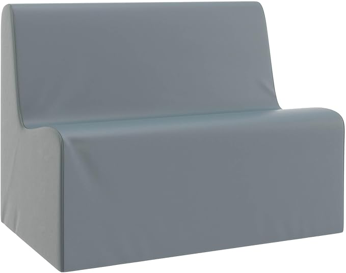 Children's Factory Large Contour Sofa, Mix-and-Match Kids Chairs, Sofas, Corner Ottomans and Cubes, Foam-Filled and Water-Resistant, Flexible Seating for Classroom Elementary, Fog Blue Kids Couch