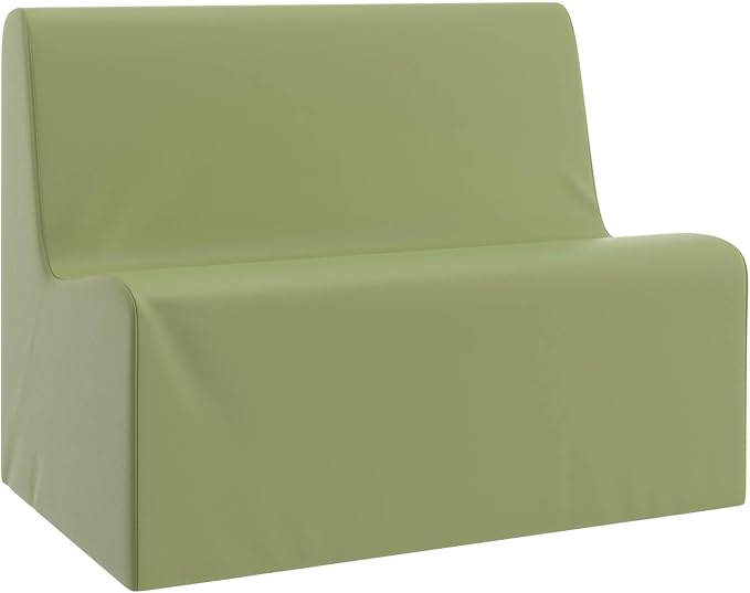 Children's Factory Large Contour Sofa, Mix-and-Match Kids Chairs, Sofas, Corner Ottomans and Cubes, Foam-Filled and Water-Resistant, Flexible Seating for Classroom Elementary, Sage Kids Couch