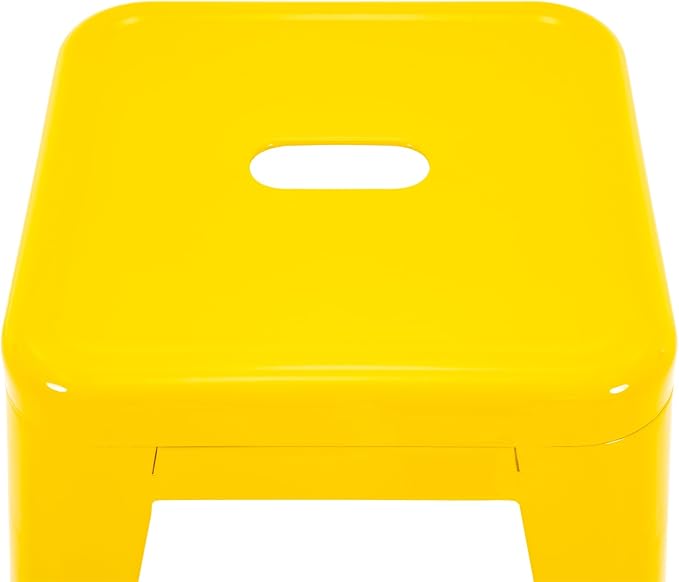 Brage Living 18 Inch Industrial Metal Stools Set of 2, Stackable Classroom Kitchen Short Stools, Backless Metal Dining Chairs for Indoor Outdoor (Yellow)