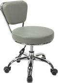 MAYAKOBA Dayton Rolling Stool with Backrest – Storm Gray Pneumatic Seat, Adjustable Height 13"-15", Ergonomic Design for Home Office, Garage, Gardening, Lab, School, Mechanic Tasks