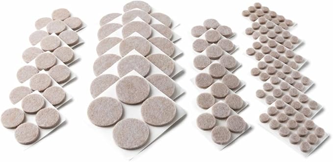 Scotch Felt Pads 162 PCS Beige, Felt Furniture Pads for Protecting Hardwood Floors, Round, Assorted Sizes Value Pack, Self-Stick design, Protecting from nicks, dents and scratches (SP845-NA)