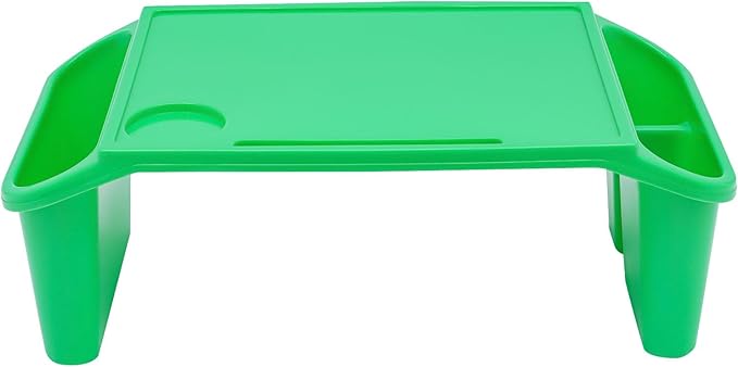 6 Pcs Kids Lap Desk Tray, Plastic Breakfast Lap Desk Trays with Storage Slots, Portable Stackable Lap Tray Tables for Writing Drawing Classroom, 19.69" L x 9.84" W x 7.1" H (Green)