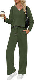 VUTRU Womens 2 Piece Lounge Sets Casual Fall Travel Vacation Outfits Tracksuit Wide Leg Loungewear 2025