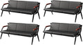 wonline Waiting Room Bench, Office Furniture Reception Chairs with Arms, Leather Chairs is Suitable for Clinic,Airport,Hospital,Barber,Salon,Bank-3 Seat(Black,4pcs)