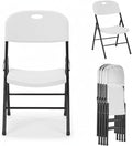 EZONE (4pcs Heavy Duty Plastic Foldable Chair for Adults, Portable Outdoor Seating for Wedding, Event, Party, Backyard, Patio, or Dining Use, Comfortable Stackable Design (White, 4 Pack)
