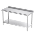 Mioleu Commercial Stainless Steel Table 60 x 24 Inches Heavy Duty Prep & Work Metal Desk with Blacksplash & Adjustable Undershelf for Kitchen Restaurant Home Garage Warehouse