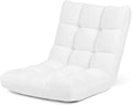 COSTWAY Floor Chair, Video Gaming Chairs with Back Support, Adjustable 14-Position, Alloy Steel Frame, Soft Coral Fleece, Lazy Sofa Lounge for Reading Living Room Recliner for Adults Kids (White)
