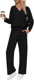 VUTRU Womens 2 Piece Lounge Sets Casual Fall Travel Vacation Outfits Tracksuit Wide Leg Loungewear 2025