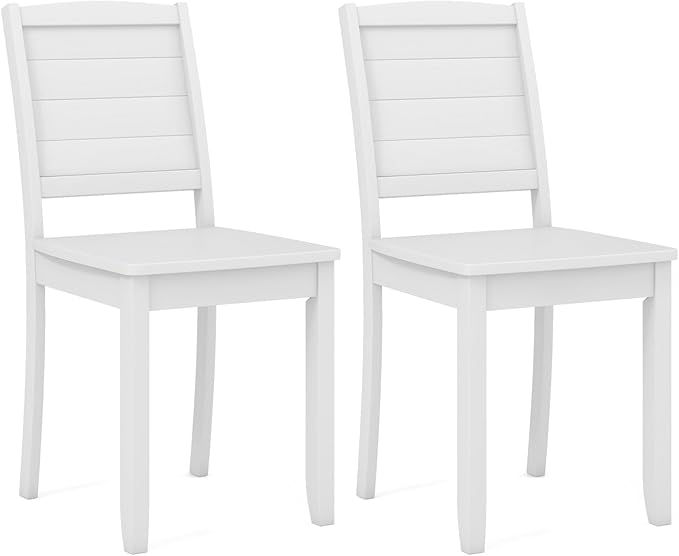 Giantex Wood Dining Chairs Set of 2, Modern Kitchen Chairs w/Rubber Wood Legs, Curved Backrest, Farmhouse Diner Chairs, Wooden Armless Side Chairs for Home Dining, Restaurant, Load 400 LBS, White