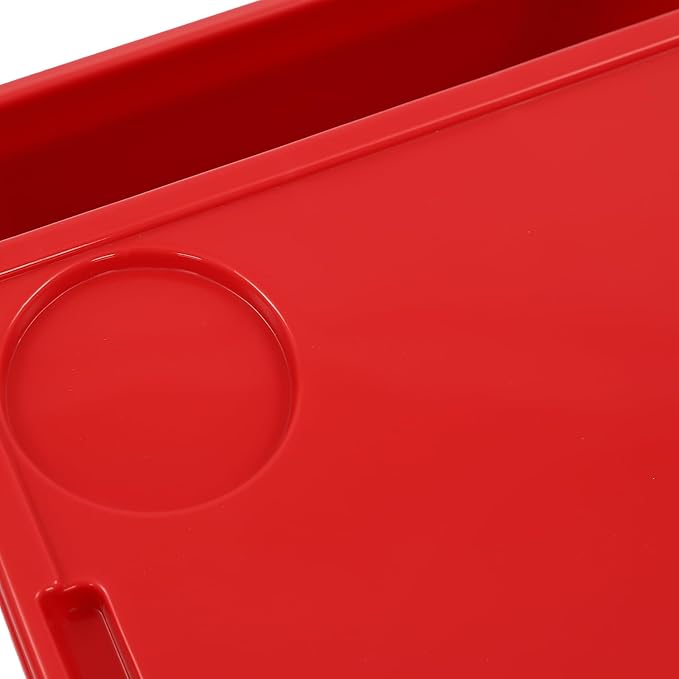 6 Pack Kids Lap Desk Tray with Storage Slots, Portable Lap Desk, Activity Tray, Drawing, Stackable, Writing, Eating, Classroom, 19.69" L x 9.84" W x 7.1" H (Red+Green+Yellow)