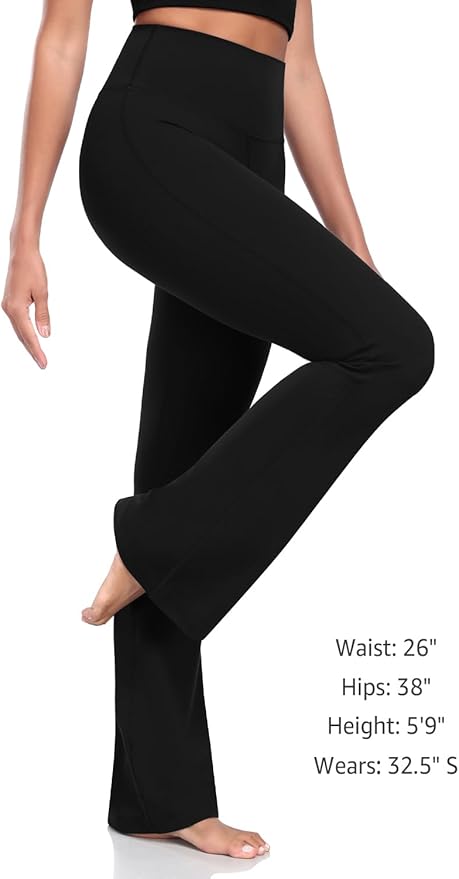 HeyNuts Harmony Flare Leggings 29"/30.5"/32.5"/34.5", High Waisted Tummy Control Wide Leg Bootcut Yoga Pants Lounge Soft
